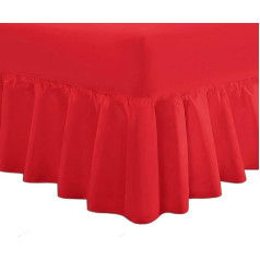 Divine Textiles Luxury Extra Deep Pleat Polycotton Fitted Valance Sheet Red Single