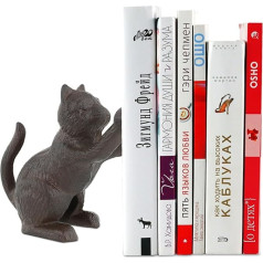 Dekoratīvie Bookends ar kaķi Unikāls čuguna dzīvnieku formas Bookends grāmatām Heavy Duty mājas bibliotēka biroja plauktu apdare Vintage antīko mājas dekoru