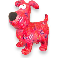 Pomme Pidou Piggy Bank Dog Hugo Hearts dizains rozā krāsā Sarkana keramikas cūciņa ar dzīvnieku motīvu H20,2 x W10,5 x D19 cm krāsaina naudas kastīte Dāvanu ideja