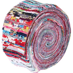 Healifty 36 gabali Roll Up kokvilnas auduma stepēšanas sloksnes Ziemassvētku Jelly Rolls auduma Patchwork Craft kokvilnas stepēšanas audums DIY amatniecības šūšanas piederumi 6. 25 x 100 cm Krāsains