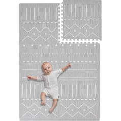 Toddlekind Baby Puzzle Mats 6 gab. komplekts ietver Rimi Netoksisks putuplasta paklājiņš tummy Time un rāpošanai 60 × 60 cm Katrs gabals Kopējā platība 120 x 180 cm Berber Storm