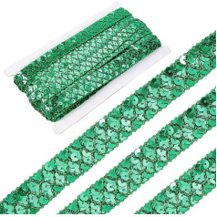 GORGECRAFT 14 Yds 0,78 collu zaļa tīkliņu lenta Glitter mežģīņu lenta Sequin Bead lentes Sequin Stripes Sequin Roll šūšanai Ziemassvētku amatniecības rotājumi rotājumi bižutērija mājas apdare