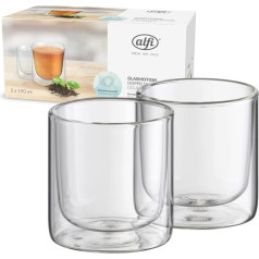 Alfi 2420.002.000 Divsienu glāze Glasmotion M 190 ml 2 glāžu komplekts caurspīdīga 8 x 8 x 16 cm 2 gab.