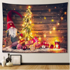 JOTOM Ziemassvētku gobelēns 150x130cm Sienas piekaramais pleds Ziemas rūķis Ziemassvētku eglīte Sienas dekori Sienas māksla dzīvojamai istabai Guļamistabas kopmītņu dekorēšanai 150x130cm (rūķis dāvana)