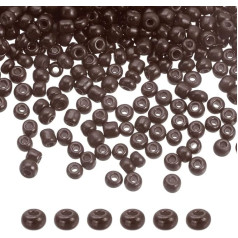 sourcing map Brown Glass Beads 3mm Hole Loose Beads for Bracelet Earrings Jewelry Making Hair Braiding