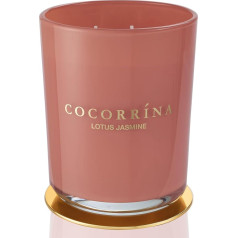 Cocorrína Candle aromātiskā svece stiklā - Lotus Jasmine, deg līdz 46 stundām ar 2 daktīm, dabīga sojas svece, Ziemassvētku dāvanu svece, 420 g