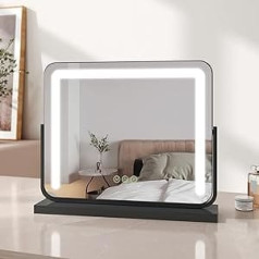 EMKE Hollywood Vanity Mirror with Lights, Large Table Makeup Mirror with Dimmable Smart Touch Screen, Hollywood Mirror with 360° Rotation and Memory Function, 600 x 516 mm, White