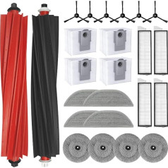 24 piederumu komplekts, kas saderīgs ar Roborock S8 MaxV Ultra robotizēto putekļsūcēju, 2 rullīšu birstes, 4 filtri, 6 sānu birstes, 8 salvetes, 4 putekļu maisiņi (1 komplekts)