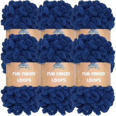 JubileeYarn Fun Finger Loop dzija Navy Blue - 6 šķeterējumi