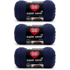 Red Heart Super Saver Soft Navy dzija - 3 iepakojumi pa 7oz - Akrils - 4 vidēji (Worsted) - 360 jards - Adīšana, tamborēšana, amatniecība un amigurumi