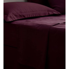 Portfolio Percale Flat Sheet Plain Luxury Hotel Quality Cotton Blend Matching Pillowcases Super Soft Mašīnā mazgājams (Aubergine/Mulberry, King Flat Sheet)