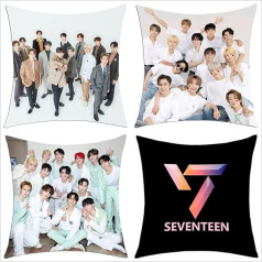 4 gabali Kpop Seventeen Short Plush spilvenu pārvalki dāvanām 18 x 18 collu kvadrātveida spilvenu pārvalks dīvānam guļamistabai automašīnai