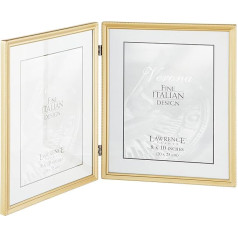 Lawrence Frames dubultais bilžu rāmis, 20,3 x 25,4 cm, antīkais misiņš, satīna apdare zelta krāsā