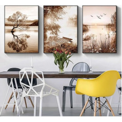 3 plakātu komplekts Bohemian Plakātu komplekts estētisks augu bildes Modern Abstract Art Wall Pictures Boho Dekoratīvās bildes, bez rāmja (Plakāts 10.50 x 70 cm x 3 gab.)