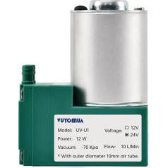 VUYOMUA 24V 12W -65KPa 10L/min Mini nuolatinės srovės oro siurblys Oilless Mute membraninis vakuuminis siurblys Elektrinis vakuuminis siurblys (UV-U1 24V)