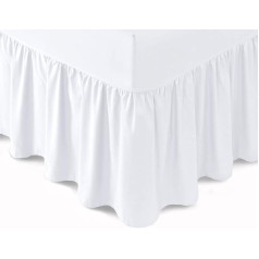 Bronwen Mathew Extra Deep Ruffle Fitted Sheet Valance Double Skirt Fitted Sheet White Soft Brushed Microfiber Easy Care Non Iron (Double, White)