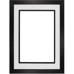 Brushed Black Double Mount Picture Frame / Photo / Poster Frame - Balta uz melna stiprinājuma - 14 x 11 collu 10 x 8 collu ar īstu stiklu