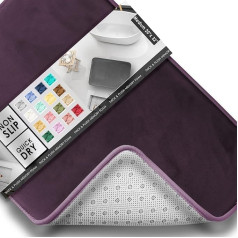 Clara Clark Vannas istabas paklāji Velvet Memory Foam Bath Mat Neslīdošs mašīnā mazgājams vannas paklājs - ātri žūst Ultra Soft Plush vannas paklāji vannas istabai 20x32 Tumši violets