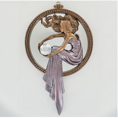 Fiesta Studios Lady Holding Ball Mirror Frame, Cold Cast Bronze Wall Decor