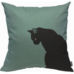 Mugod Art Dark Black Cat Cushion Cover Throw Pillow Covers Cartoon Animal Cushion Cover for Men Women Decorative Home Sofa Chair Couch 45 x 45 cm