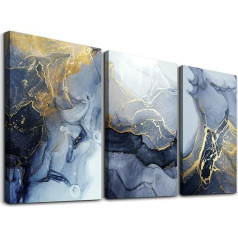 MHARTK66 Blue Gold Marble Abstract Pictures, Navy Blue and White Marble Texture Wall Pictures Dzīvojamā istaba Modern Art Prints Decoration Waterproof Painting Guļamistaba Vannas istaba Ēdamistaba un birojs