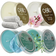 Cello Scent Cup Collection Tējas gaismas aromātiskās sveces Mīksta lina kraukšķīga kokvilna Ocean Spray & Woodsage & Sea Salt High Fragrance Tea Lights Candle Tea Light & Candle Holder Sveču dāvanas sievietēm