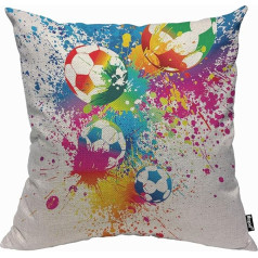 Mugod Krāsains futbola spilvens Cover Throw Pillow Case Sport Passion Raibow Krāsains futbola Doodle Polka Dot spilvens Cover vīriešiem Sievietes Dekoratīvie mājas dīvāns Couch 45x45cm