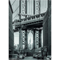 Komar Brooklyn Bridge Wall Picture Plakāts Attēls Dzīvojamā istaba Guļamistaba Dekorācijas Art Print Bez rāmja P123-30 x 40 cm Izmērs: 30 x 40 cm (platums x augstums), Melna, balta, pelēka