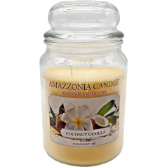 Amazzonia Candle Kokosriekstu vaniļa 530 g Dabīga aromātiska sojas vaska aromātiska svece videi Dekoratīva balta svece Stikla svece Jara