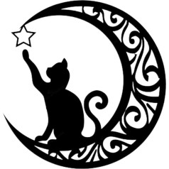 KKPLZZ Black Cat Moon Statue Sculpture, sienas metāla kaķis mēness mākslas darbs ornaments mājas logu durvīm, mantijas rotājumi, sienas rotājumi, Lune et Chat Décoration Murale, Lune et Chat Décoration Murale