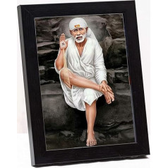 Zig Zag Shirdi Sai Baba mazs balts akrila foto rāmis vienota koka rāmja sienas galda stiprinājums