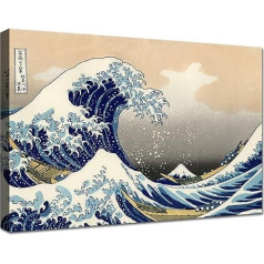 canvashop Modern Pictures Dzīvojamā istaba Hokusai 50 x 35 cm Lielais Kanagavas vilnis Attēls uz audekla izdrukas Sienas apdare Māja japāņu māksla