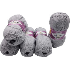 Alize Cotton Gold 5 x 100 g adāmvilnas 55% kokvilnas, 500 g vilnas (pelēka 200)