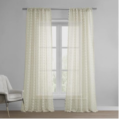 HPD Half Price Drapes SHCH-119B-84 Strasbourg Dot Beige Patterned Sheer Faux lina aizkari