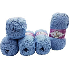 Alize Cotton Gold 5 x 100 g adāmvilnas 55% kokvilnas, 500 g vienkārtas vilnas (gaiši zils 40)