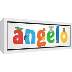 Pozīcija Personalizēta nosaukums Baby Boy Angel Little Helper Wood White Art Print (ierāmēts audekls) daudzkrāsains