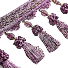 9 jardi Pom Pom aizkaru bārkstīm apdares Beaded Ball Tassel šūšanas lente polsterējums audums violeta