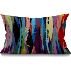 BGBDEIA Stripe Cushion Cover 30 x 50 cm Expressionist Art Work Rainbow Lines Splash Graffiti Rectangle Cushion Covers Home Decorative Cotton Linen Throw Cushion Cover for Bed Sofa 30 x 50 cm