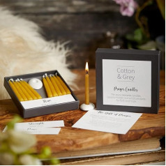 Cotton & Grey Pure Beeswax Lūgšanu sveces, keramikas turētāji un Rakstu kartes, lai pieņemtu lūgšanas dāvanu