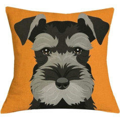 Pludmales pietura TBS Cute Animal Dog Puppy Cushion Cover Colorful Schnauzer Gift Orange 45x45cm