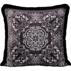 LIBERTAD® Samta bārkstis spilvena pārvalks Balta apdrukāts Boho Hygge dizains 43x43cm Mīksts dekoratīvs spilvena pārvalks ar neredzamu rāvējslēdzēju un drukājamu sienas mākslas darbu