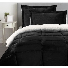 Utopia Bedding Micromink Sherpa Fleece gultasveļas komplekts ar 2 spilvendrānām, plīša un silts gultasveļas komplekts, pūkas alternatīva, īpaši mīksts un mājīgs gultasveļas komplekts (King, Black)