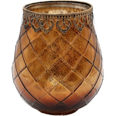 Dekohelden24 Oriental Tea Light Holder Stikla svečturis brūnā krāsā ar metāla apmali D x Š x V 15 x 15 x 18 cm