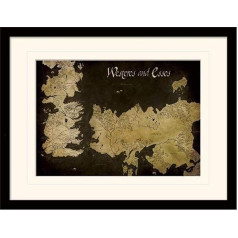 Pyramid International Game of Thrones (Westeros and Essos Antique Map) 30x40 cm, montēta un ierāmēta, 250GSM PAPERWRAP MDF, daudzkrāsains, 44 x 33 x 4 cm