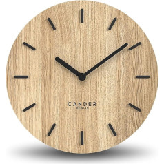 Cander Berlin MNU 2730 A Koka sienas pulkstenis Silent 30 cm Modern Oak Veneer No Ticking Virtuves dzīvojamā istaba Analogs Vintage