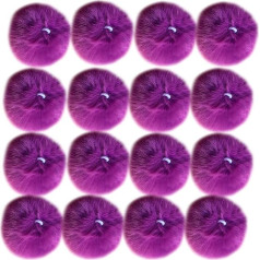 Xsclpomddy 16 DIY Pom Pom bumbiņu komplekts Faux Fur Pompoms atslēgu gredzens šalles cimdiem adīšanas cepures somas Atslēgu piekariņš, violets (jauns violets)