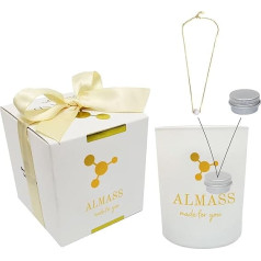 Almass aromātiskās sveces 260g ar 14k zeltītu kaklarotu kaklarotu + maza rotaslietu kārbiņa 8% Pure Fragrance dāvanu kaste sievietēm