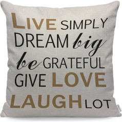 WONDERTIFY Live Simply Laugh Lot Inspirational Quotes Throw Pillow Case Cushion Cover for Couch Home Decoration 18x18 Inch