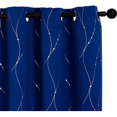 1 pāris aptumšošanas aizkari Thermal Soft Mesh Pattern Silver Insulated aizkari dzīvojamā istaba guļamistaba iekštelpu 2 paneļi ar cilpām (140 x 145 cm, Electric Blue)