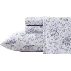 Laura Ashley Home King sega, mīksts satīna kokvilnas gultasveļas komplekts, gluds, gluds un elpojošs, Lilian Purple